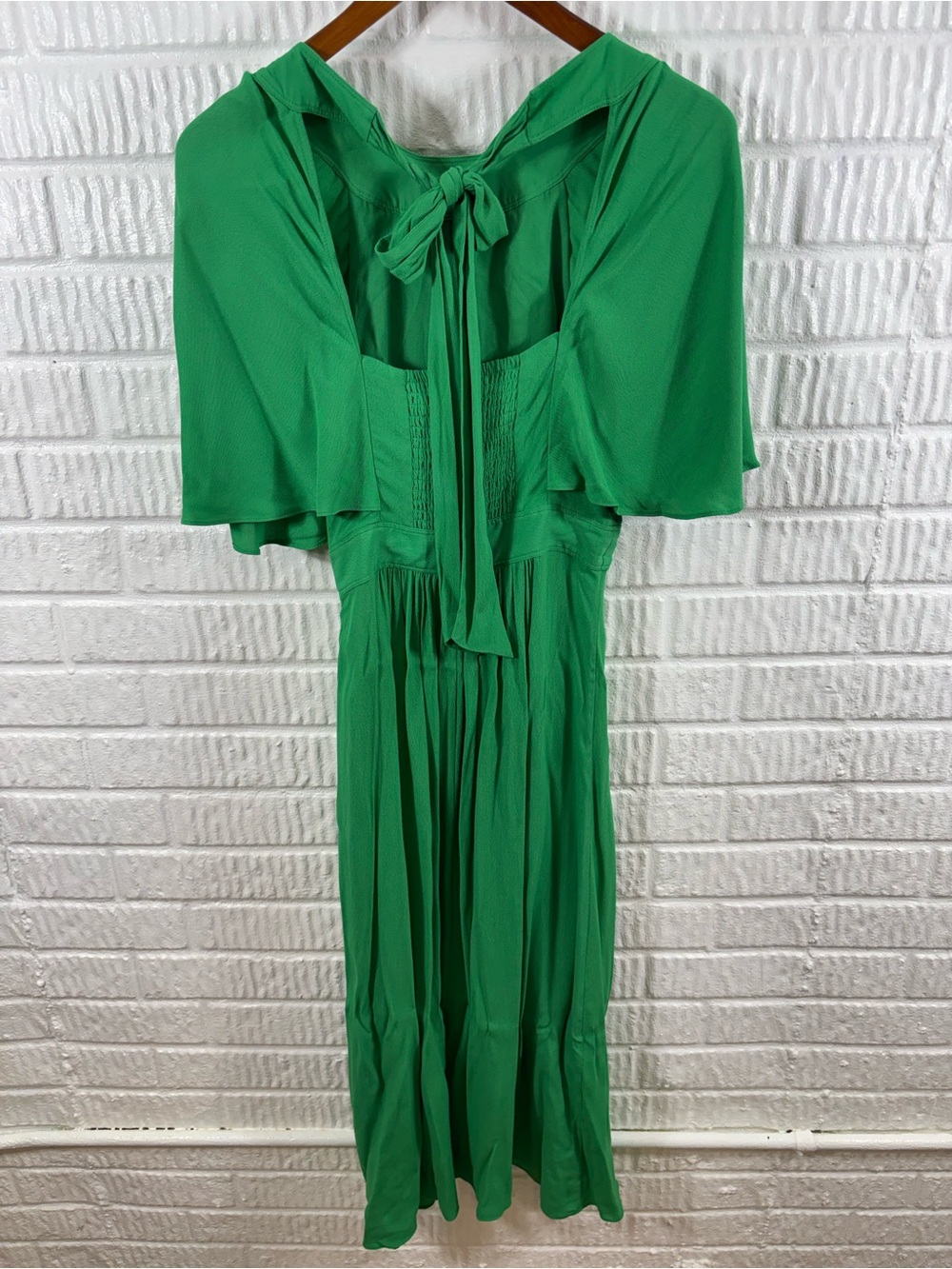Whistles Green Amelia Cape Sleeve Dress US 0 - Picture 5 of 7